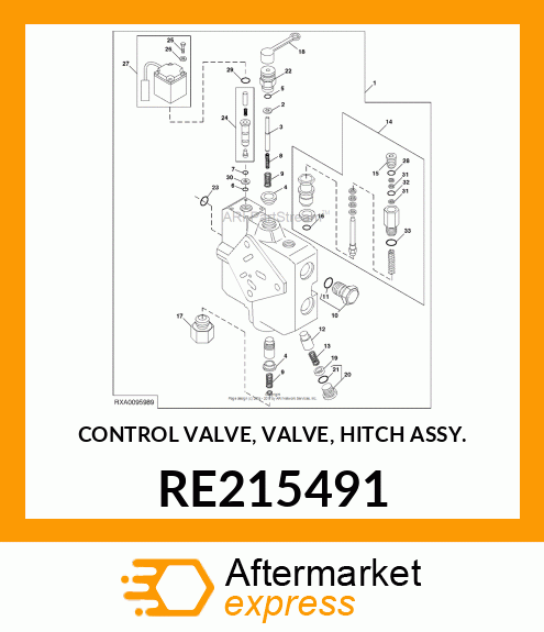 CONTROL VALVE, VALVE, HITCH ASSY. RE215491