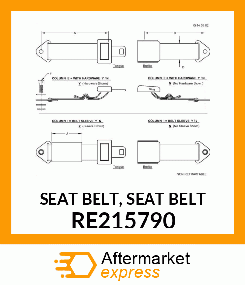 SEAT BELT, SEAT BELT RE215790