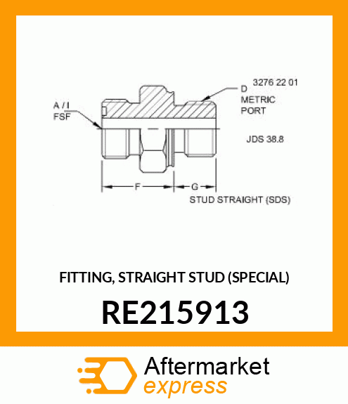 FITTING, STRAIGHT STUD (SPECIAL) RE215913