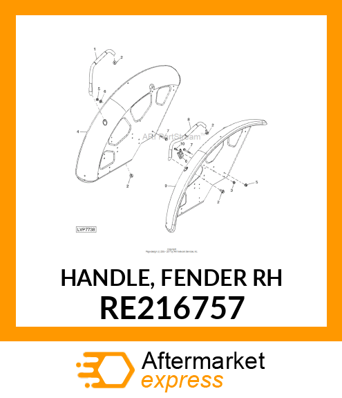 HANDLE, FENDER RH RE216757