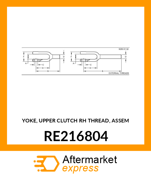 YOKE, UPPER CLUTCH RH THREAD, ASSEM RE216804