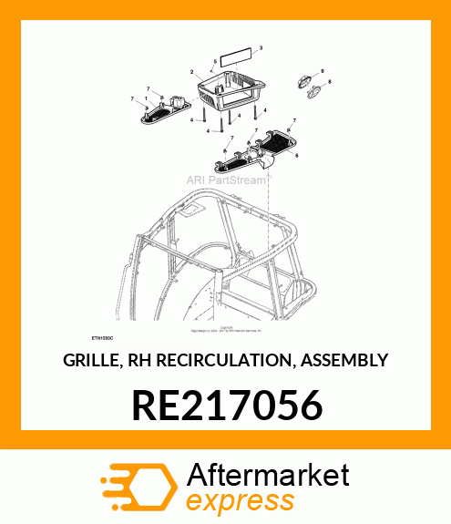 GRILLE, RH RECIRCULATION, ASSEMBLY RE217056