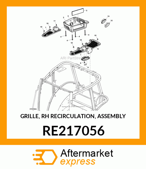 GRILLE, RH RECIRCULATION, ASSEMBLY RE217056