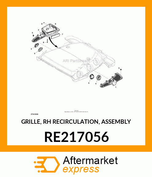 GRILLE, RH RECIRCULATION, ASSEMBLY RE217056