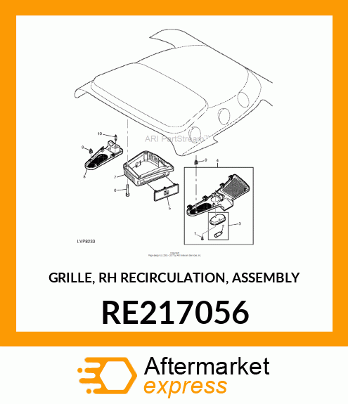 GRILLE, RH RECIRCULATION, ASSEMBLY RE217056