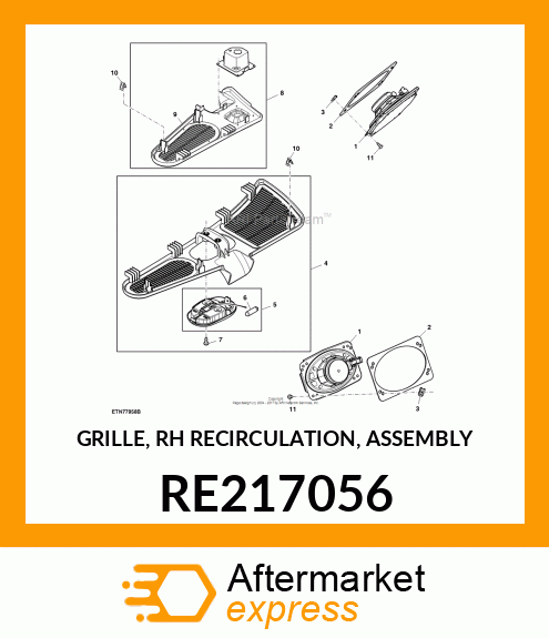 GRILLE, RH RECIRCULATION, ASSEMBLY RE217056