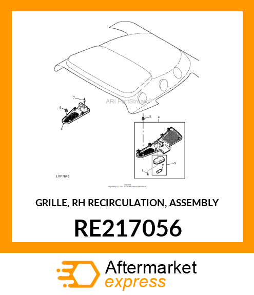 GRILLE, RH RECIRCULATION, ASSEMBLY RE217056