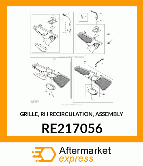 GRILLE, RH RECIRCULATION, ASSEMBLY RE217056