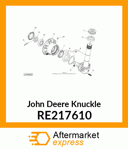 KNUCKLE, AND KING PIN ASSEMBLY, RH RE217610