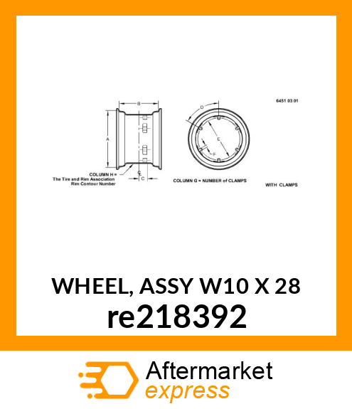 WHEEL, ASSY W10 X 28 re218392