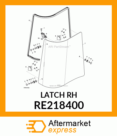 LATCH, SIDE WINDOW, RH RE218400