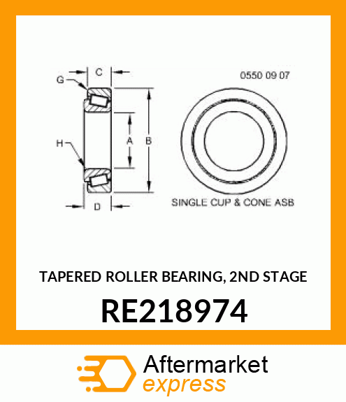 TAPERED ROLLER BEARING, 2ND STAGE RE218974