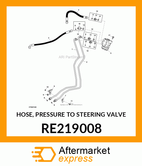 HOSE, PRESSURE TO STEERING VALVE RE219008