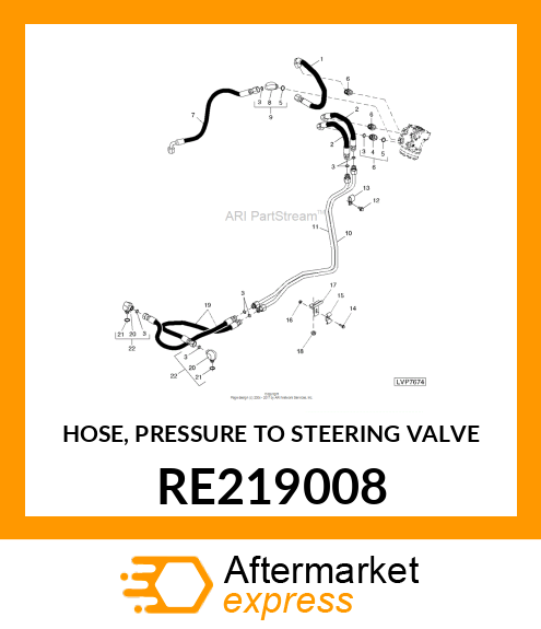 HOSE, PRESSURE TO STEERING VALVE RE219008