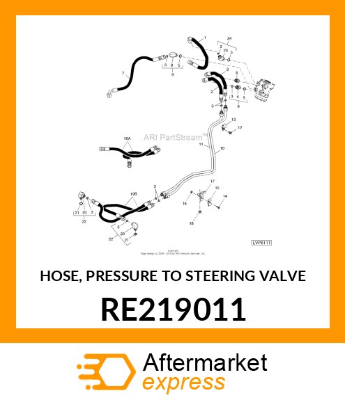 HOSE, PRESSURE TO STEERING VALVE RE219011