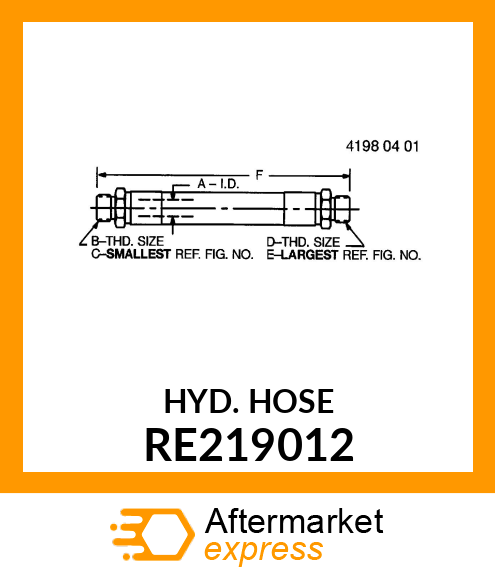 HYDRAULIC HOSE, MOTOR SEAL DRAIN RE219012