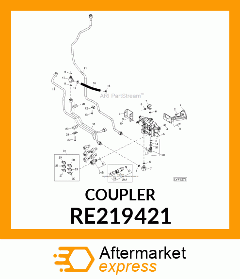 Hyd. Quick-Connect Coupler - HYD. QUICK-CONNECT COUPLER, W/ O-RI RE219421