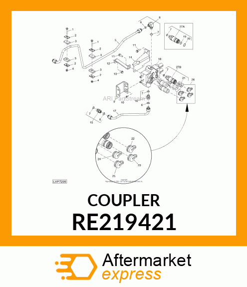 Hyd. Quick-Connect Coupler - HYD. QUICK-CONNECT COUPLER, W/ O-RI RE219421