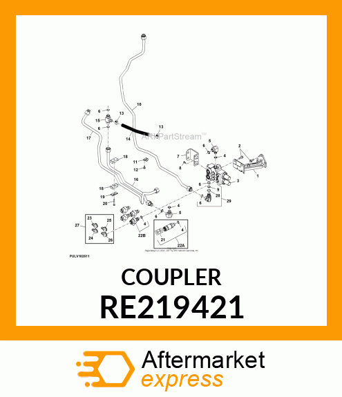 Hyd. Quick-Connect Coupler - HYD. QUICK-CONNECT COUPLER, W/ O-RI RE219421