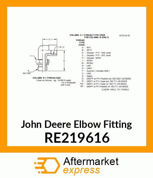 ELBOW FITTING RE219616