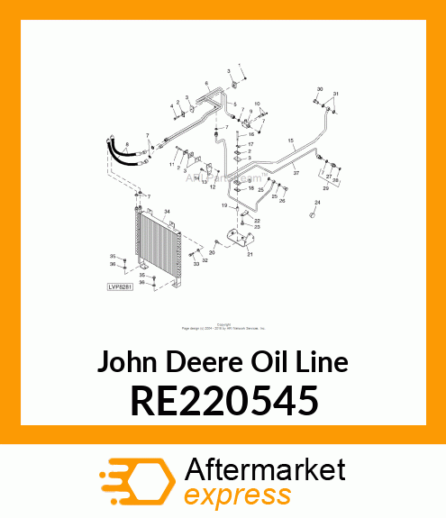 OIL LINE, 20 BAR LH TRANSMISSION TO RE220545