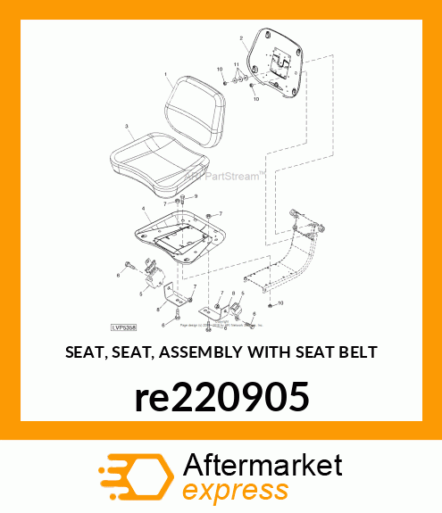 SEAT, SEAT, ASSEMBLY WITH SEAT BELT re220905