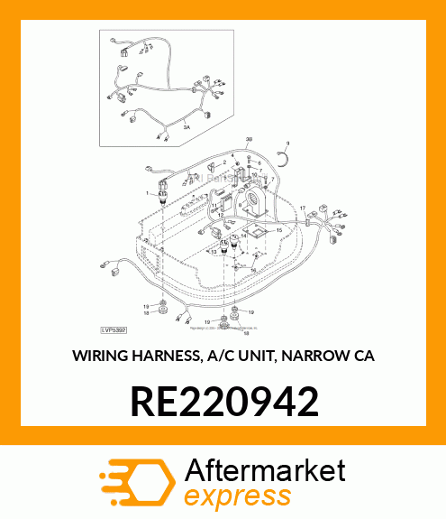 WIRING HARNESS, A/C UNIT, NARROW CA RE220942