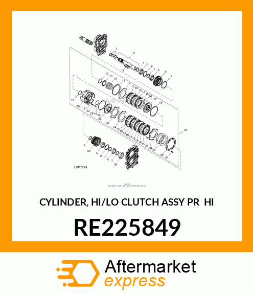 CYLINDER, HI/LO CLUTCH ASSY PR HI RE225849