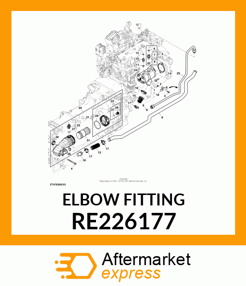 ELBOW FITTING, HYDRAULIC FILTER HOU RE226177