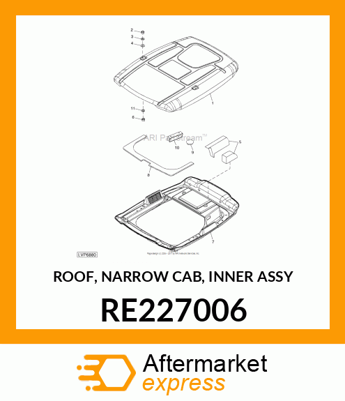ROOF, NARROW CAB, INNER ASSY RE227006