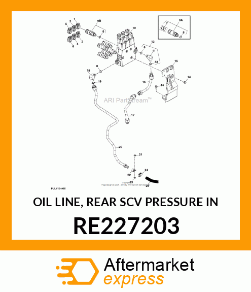 OIL LINE, REAR SCV PRESSURE IN RE227203