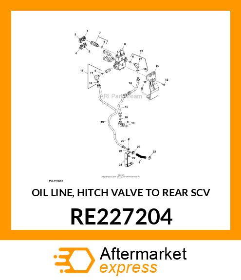 OIL LINE, HITCH VALVE TO REAR SCV RE227204