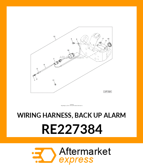 WIRING HARNESS, BACK UP ALARM RE227384