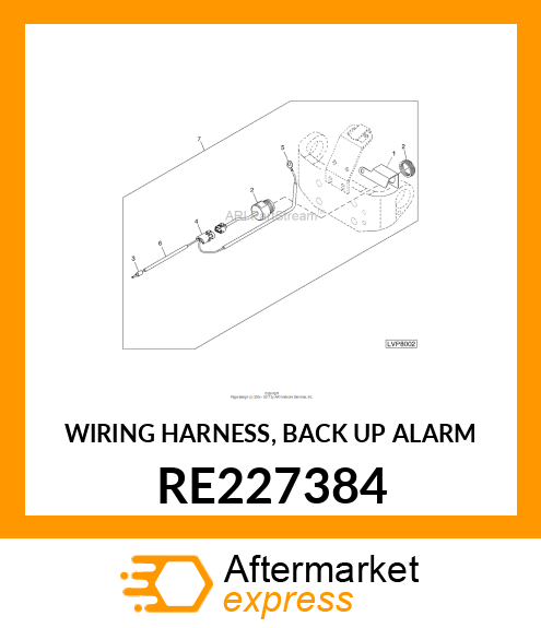 WIRING HARNESS, BACK UP ALARM RE227384