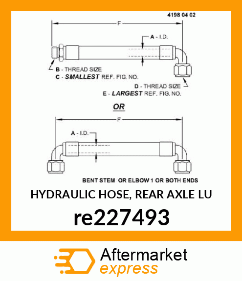 HYDRAULIC HOSE, REAR AXLE LU re227493