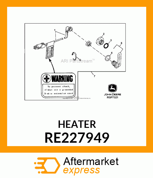 COOLANT HEATER, WITH CORD KIT RE227949