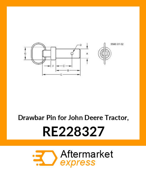 PIN FASTENER, DRAWBAR, CAT 5, ASSEM RE228327