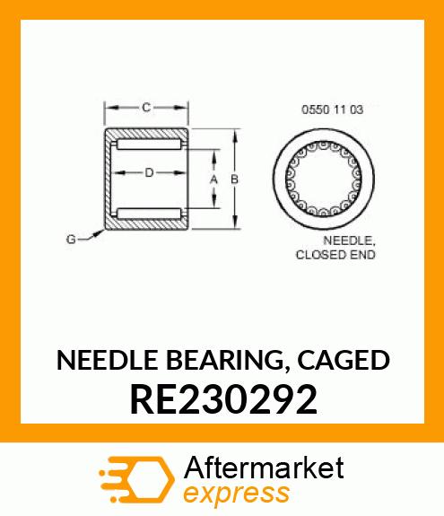 NEEDLE BEARING, CAGED RE230292