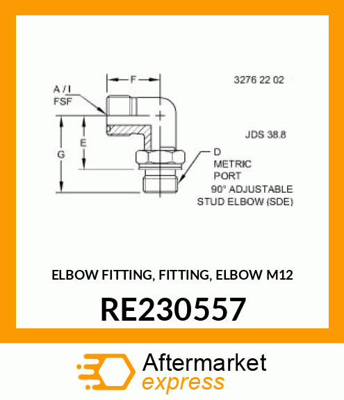 ELBOW FITTING, FITTING, ELBOW M12 RE230557