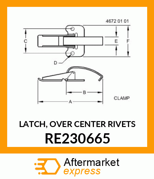 LATCH, OVER CENTER RIVETS RE230665