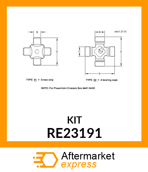 CROSS AND BEARING ASSEMBLY, U RE23191