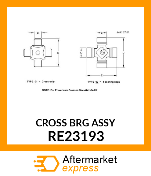 CROSS AND BEARING ASSEMBLY, U RE23193