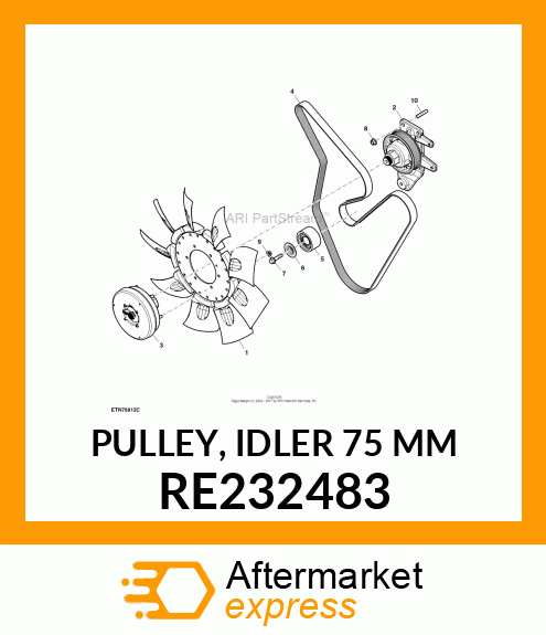 PULLEY, IDLER 75 MM RE232483