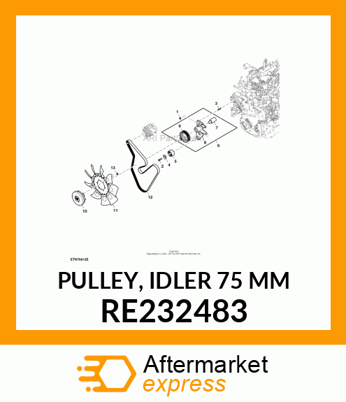 PULLEY, IDLER 75 MM RE232483