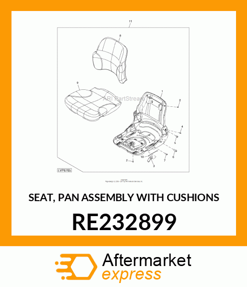 SEAT, PAN ASSEMBLY WITH CUSHIONS RE232899