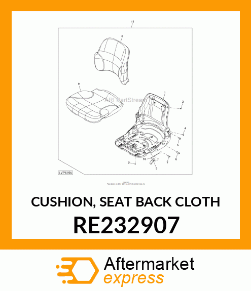 CUSHION, SEAT BACK (CLOTH) RE232907