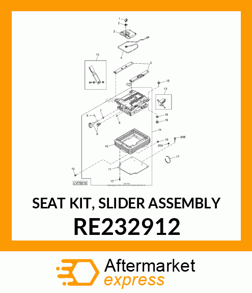 SEAT KIT, SLIDER ASSEMBLY RE232912