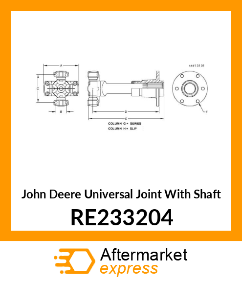 UNIVERSAL JOINT WITH SHAFT, UNIVERS RE233204