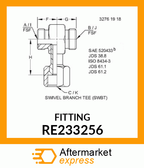 LUBRICATION FITTING, TEE RE233256