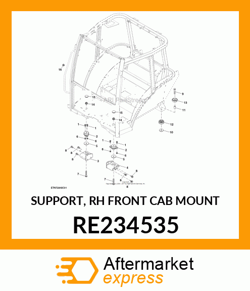 SUPPORT, RH FRONT CAB MOUNT RE234535